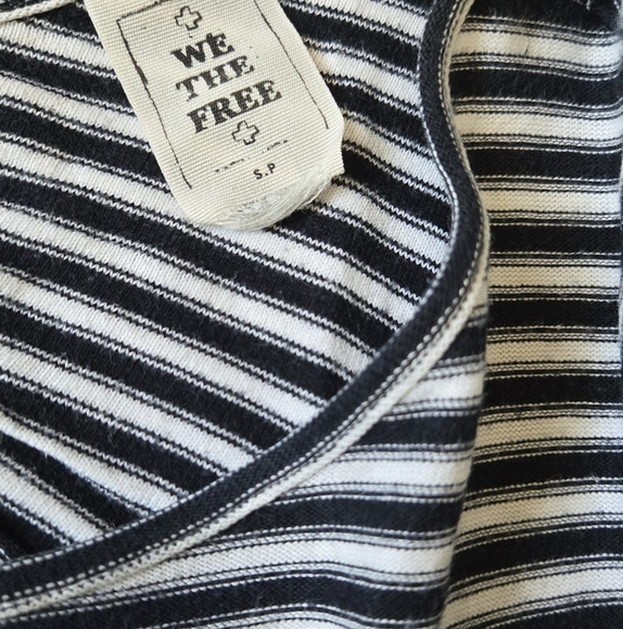 We The Free Dress Free People Striped Frenchie Tee Black and White Dress Sz SP - Picture 9 of 15